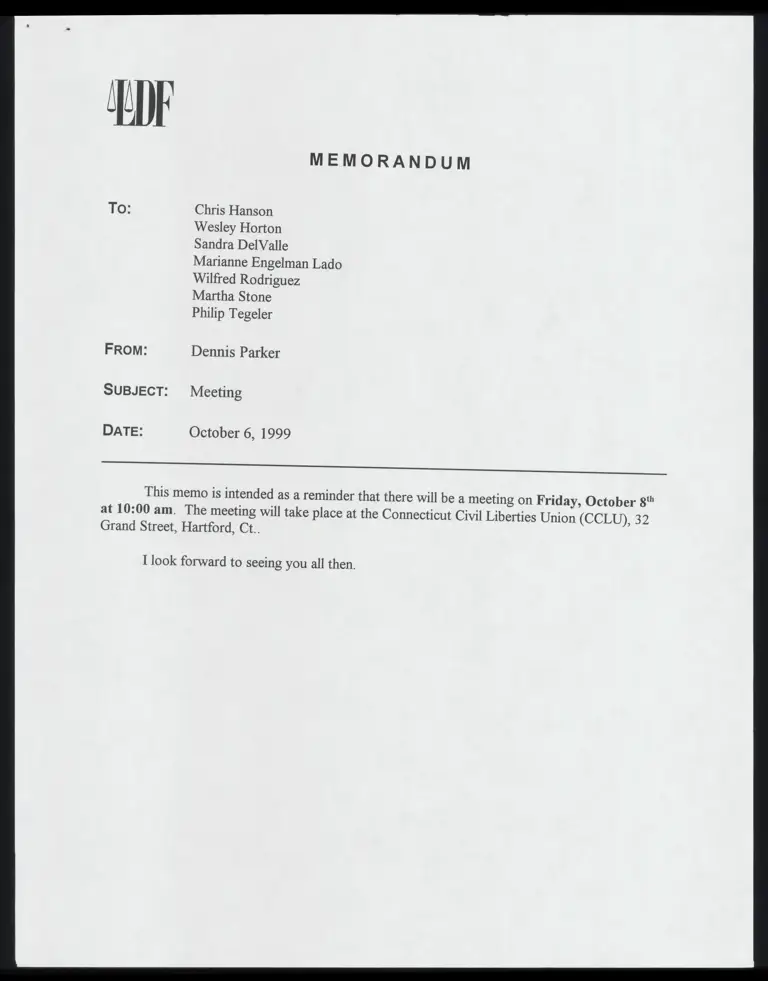 Memo RE: Meeting preview