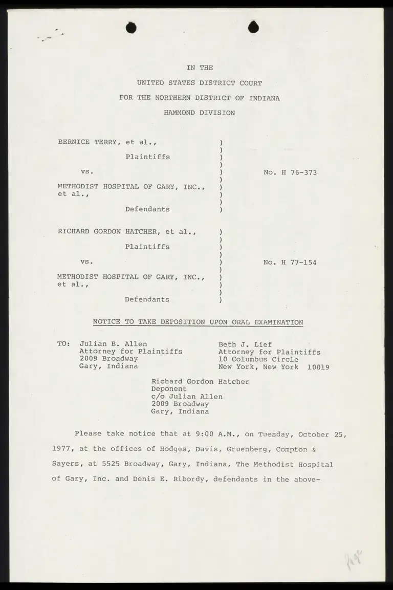 Notices to Take Depositions Upon Oral Examination preview
