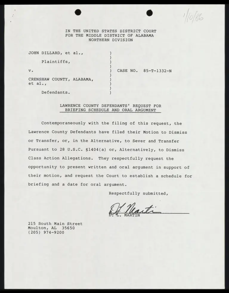Request for Briefing Schedule and Oral Argument preview