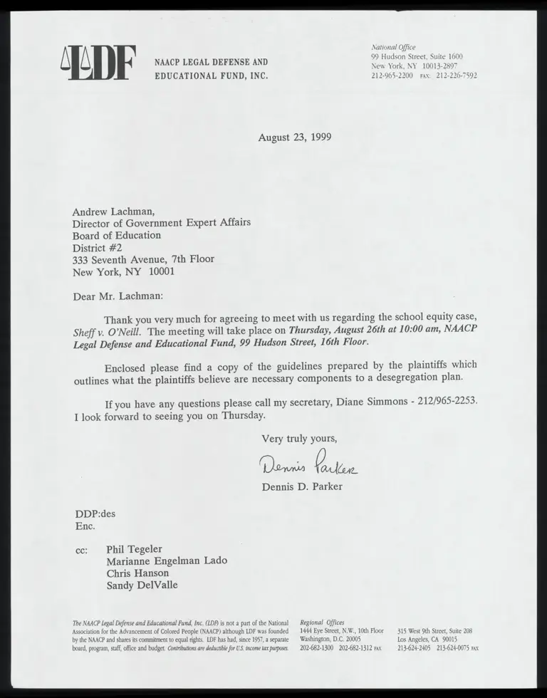 Letter from Parker to Lachman RE: Plaintiff Guidelines preview