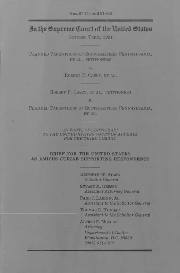 Planned Parenthood of Southeastern Pennsylvania v. Casey Brief Amicus Curiae in Support of Respondents preview