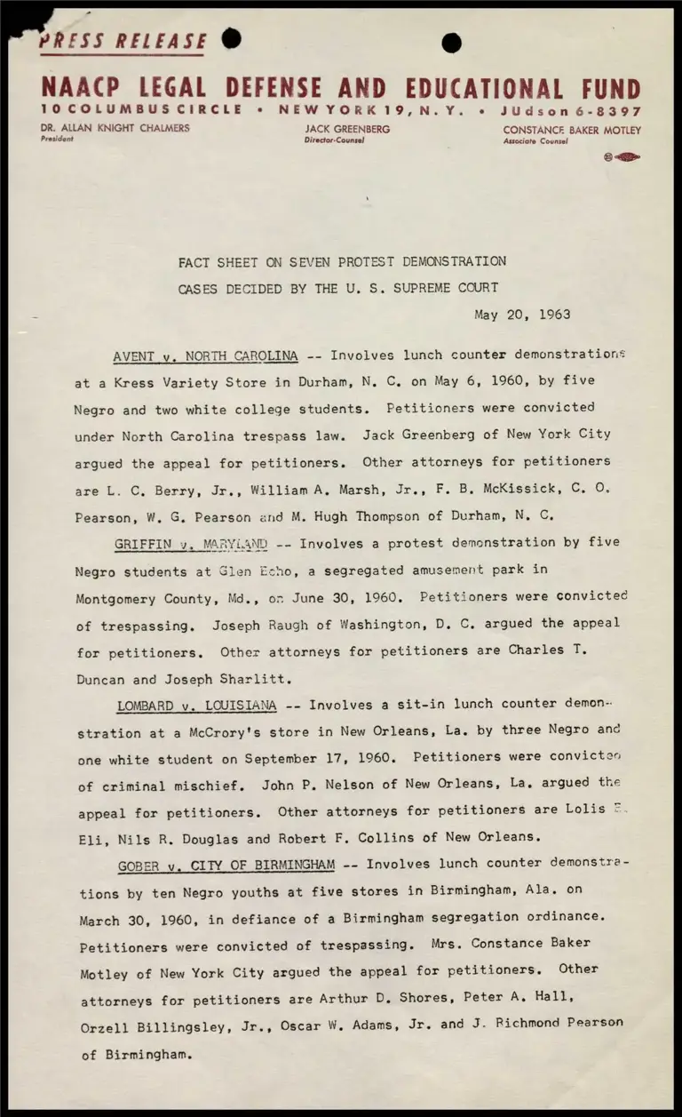 Fact Sheet on Seven Protest Demonstration Cases Decided by the U.S. Supreme Court preview