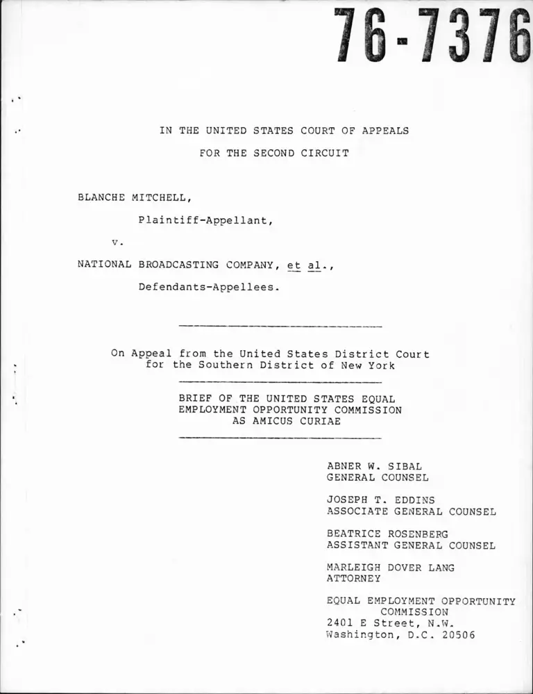 Mitchell v. National Broadcasting Company Brief Amicus Curiae preview