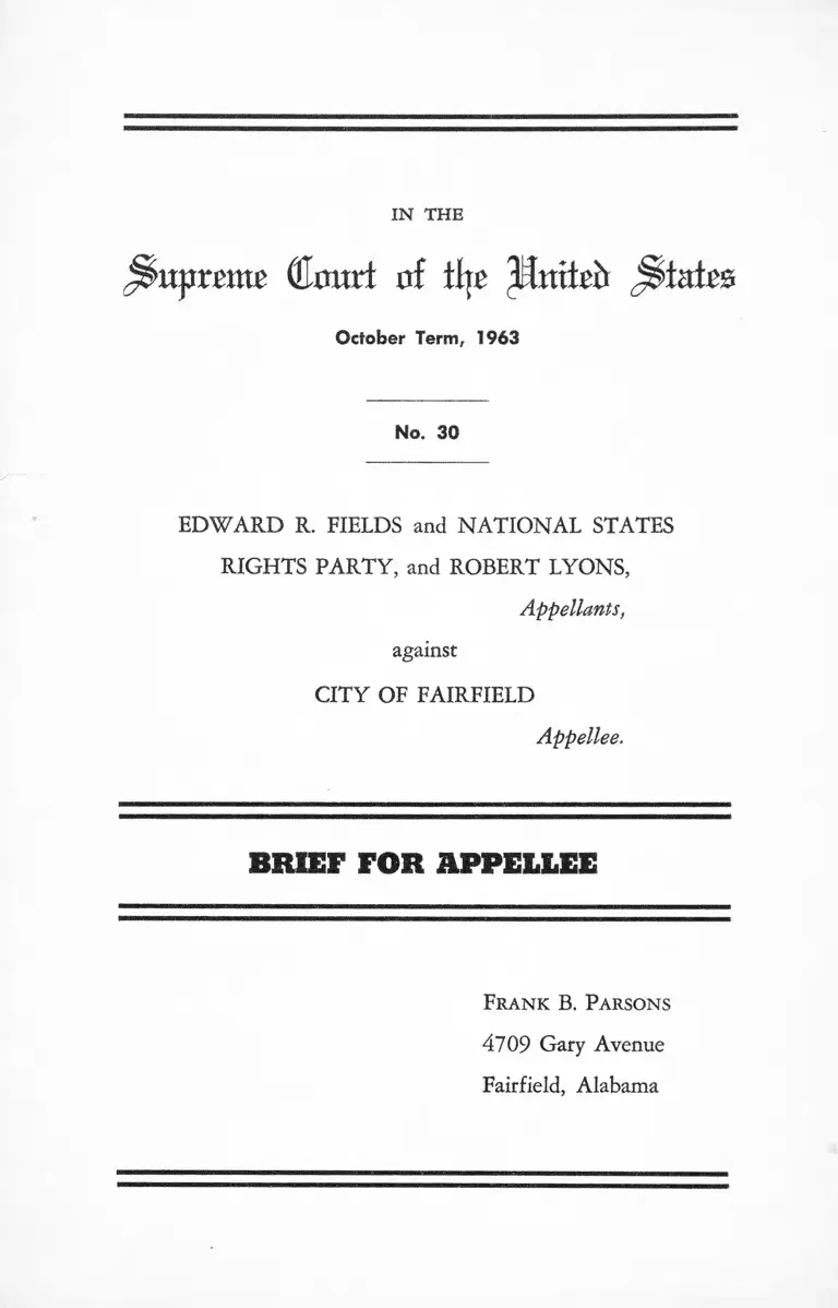 Fields v. City of Fairfield Brief for Appellee preview