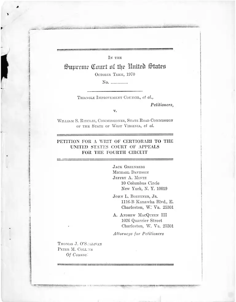 Triangle Improvement Council v. Ritchie Petition for a Writ of Certiorari preview