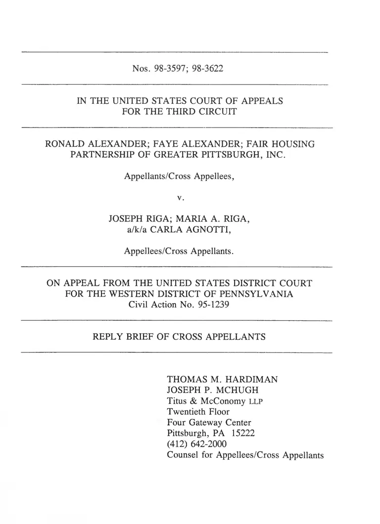 Alexander v. Riga Reply Brief of Cross Appellants preview