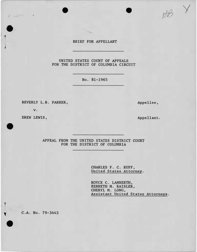Parker v. Lewis Brief for Appellant preview