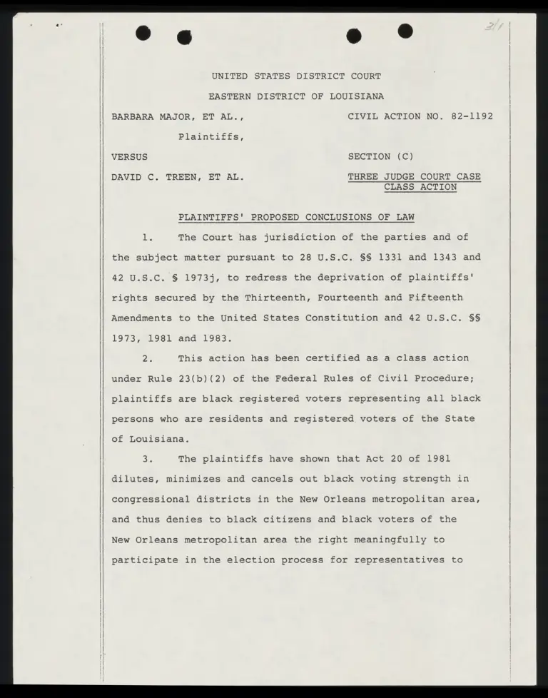 Plaintiffs' Proposed Conclusions of Law preview