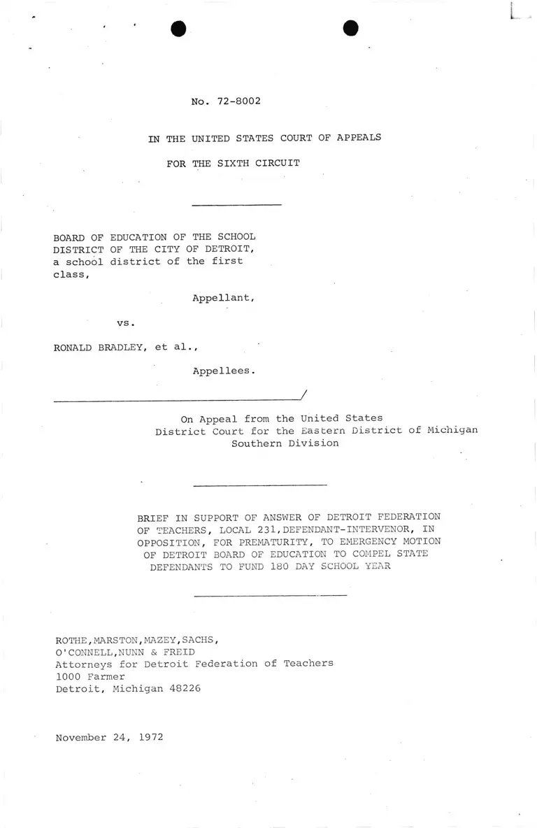 Brief in Support of Answer in Opposition to Emergency Motion preview