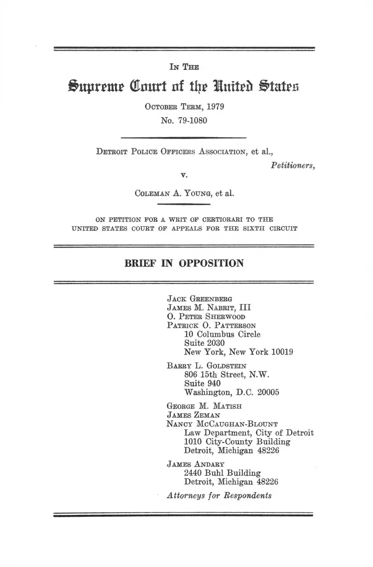 Detroit Police Officers v. Young Brief in Opposition preview