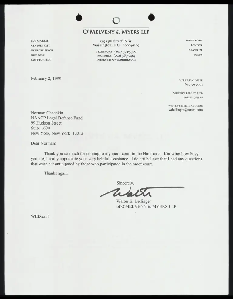 Correspondence from Dellinger to Chachkin preview