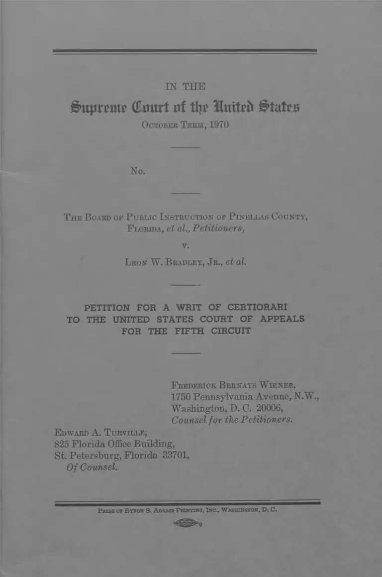 Pinellas County Florida Board of Public Instruction v. Bradley, Jr. Petition for Writ of Certiorari preview