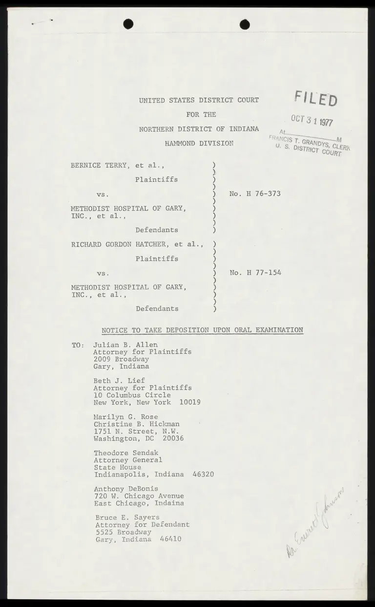 Notice to Take Deposition Upon Oral Examination preview