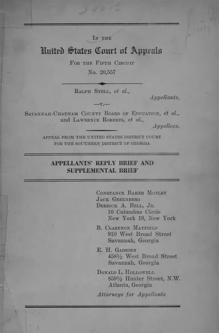 Stell v. Savannah-Chatham County Board of Education Appellants' Reply Brief and Supplemental Brief preview