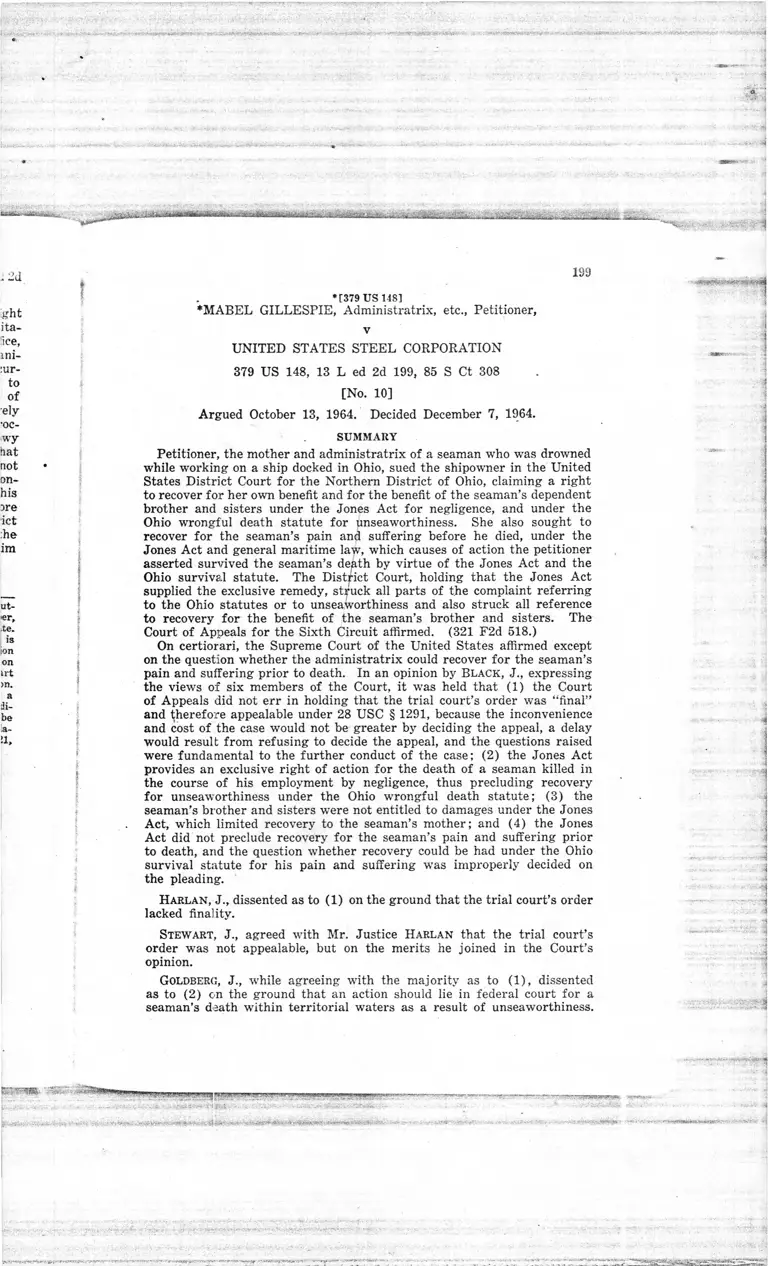 Gillespie v. US Steel Corporation Court Opinion preview