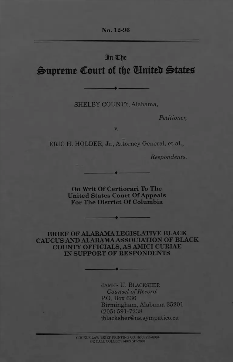Shelby County v. Holder Brief Amici Curiae preview