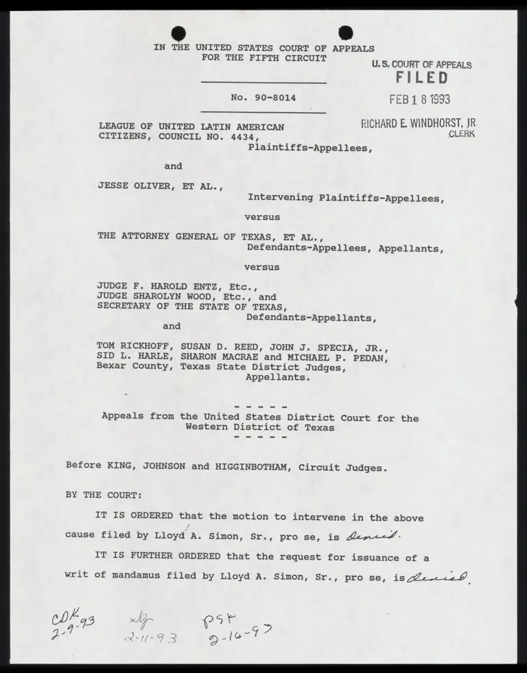 Order Denying Interventions preview