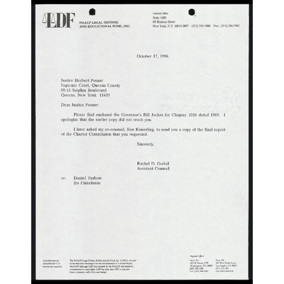 Letter to Justice Posner From Godsil RE: Governor's Bill Jacket for Chapter 1016 preview