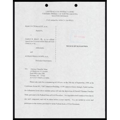 Notice of Deposition (9/30 9:30AM) preview