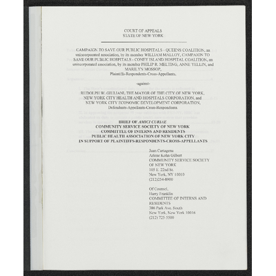 Brief Amici Curiae Community Service Society of New York et al. preview