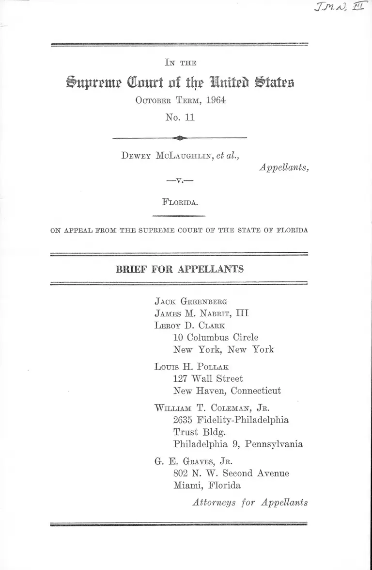 McLaughlin v. Florida Brief for Appellants preview