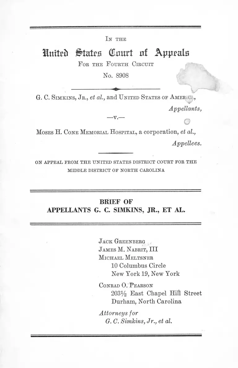 Simkins v Moses H Cone Memorial Hospital Brief of Appellants preview
