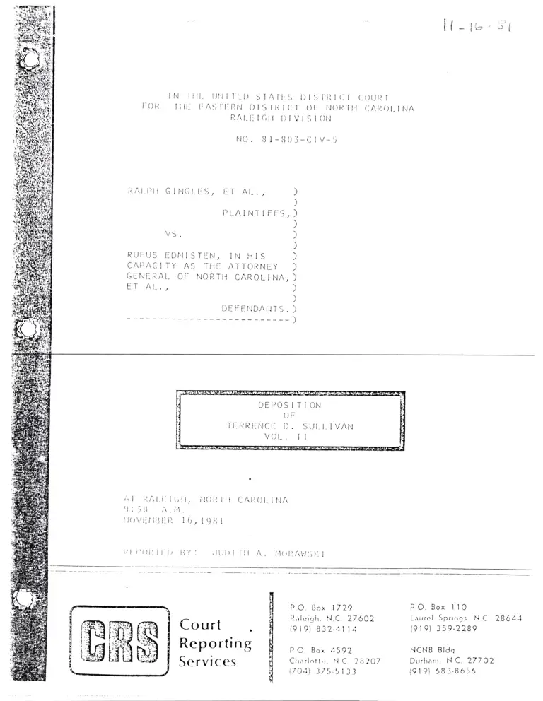 Deposition of Terence D. Sullivan Vol. II preview