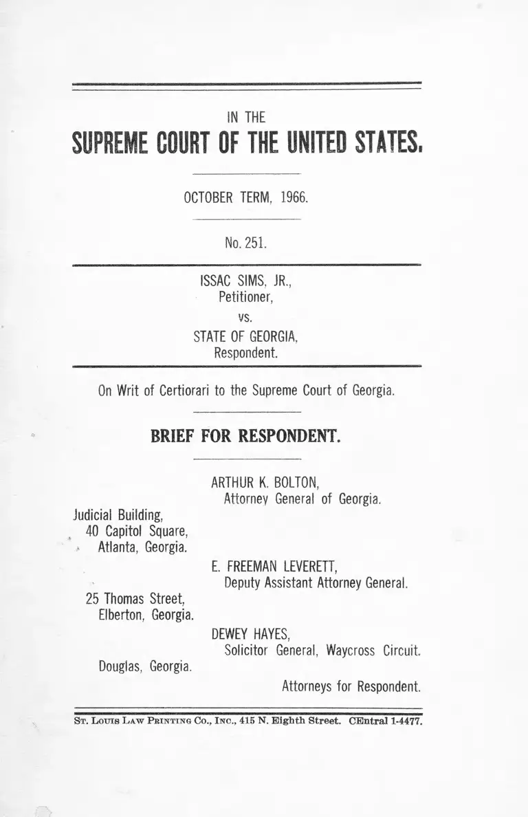 Sims v GA Brief for Respondent preview