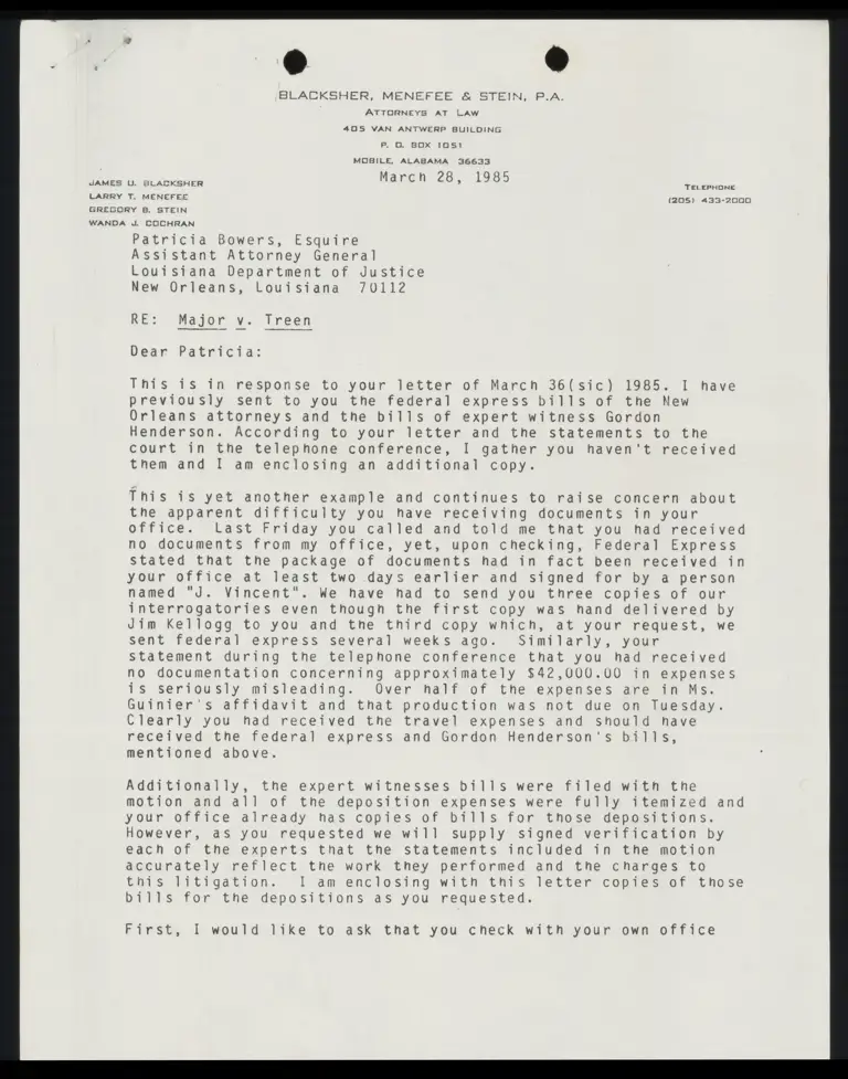 Correspondence from Menefee to Bowers preview