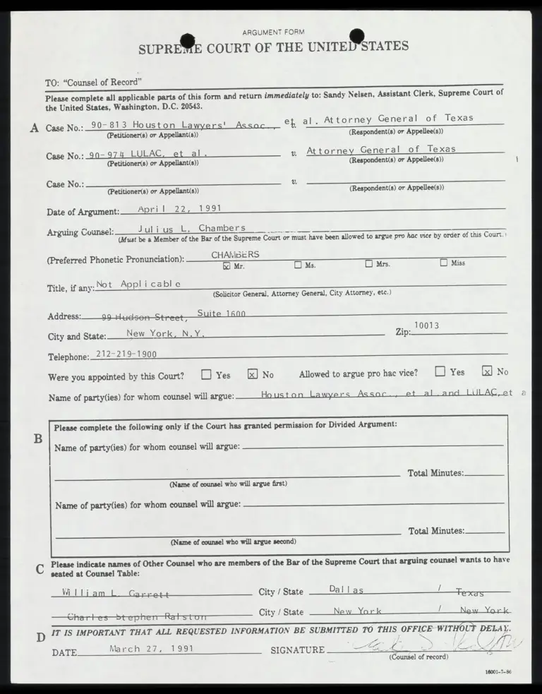 Argument Form preview