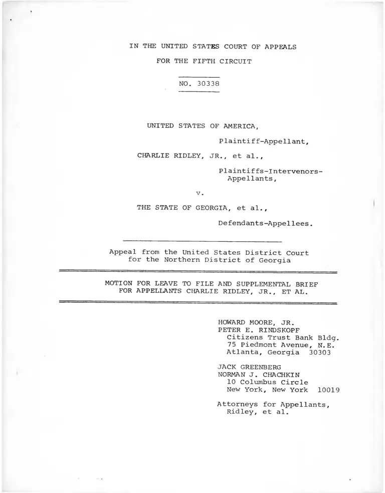 United States v. Georgia Motion for Leave to File and Supplemental Brief for Appellant preview