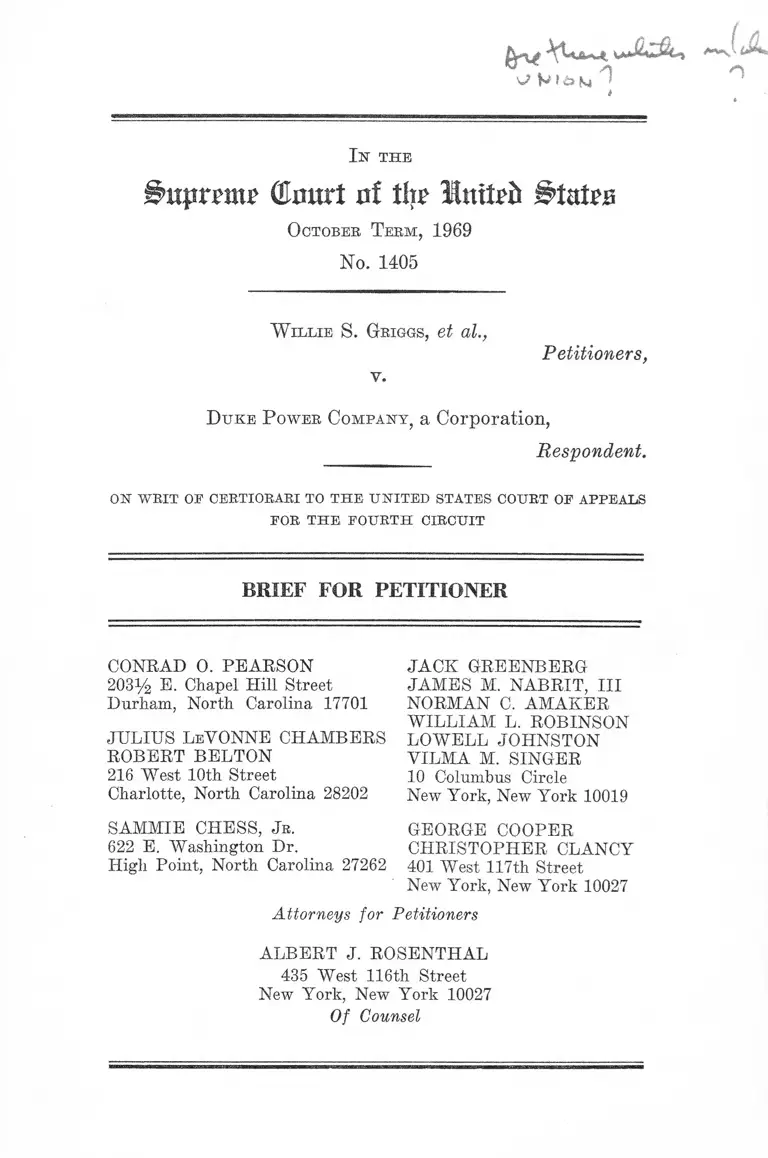 Griggs v. Duke Power Company Brief for Petitioner preview