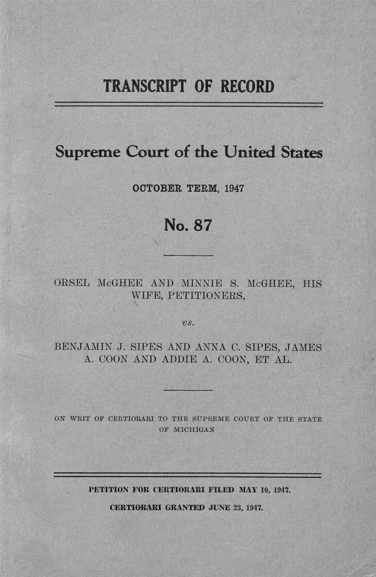 McGhee v. Sipes Transcript of Record preview