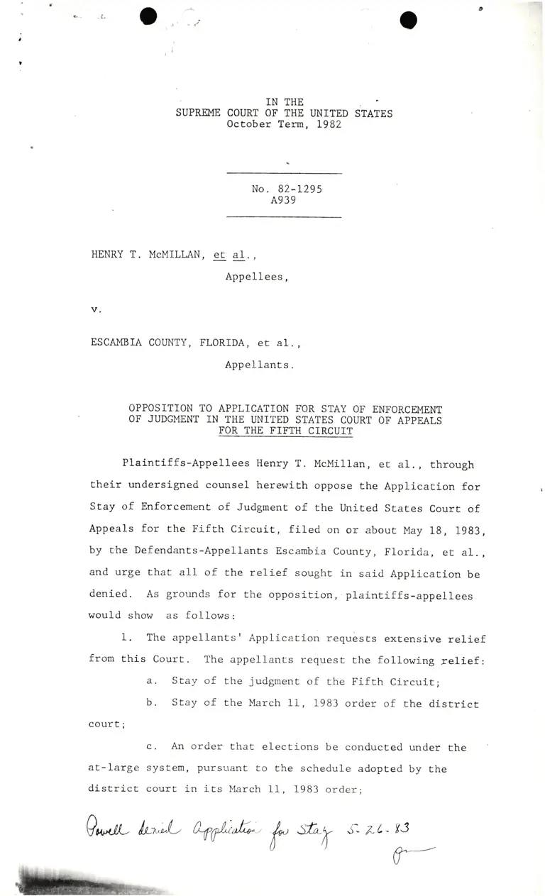 Plaintiffs' Opposition to Application for Stay of Enforcement of Judgment preview