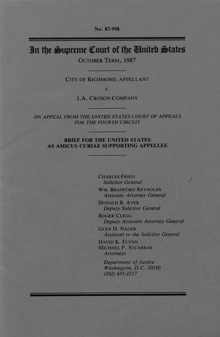 Richmond v JA Croson Company Brief of Amicus Curiae Supporting Appellee preview