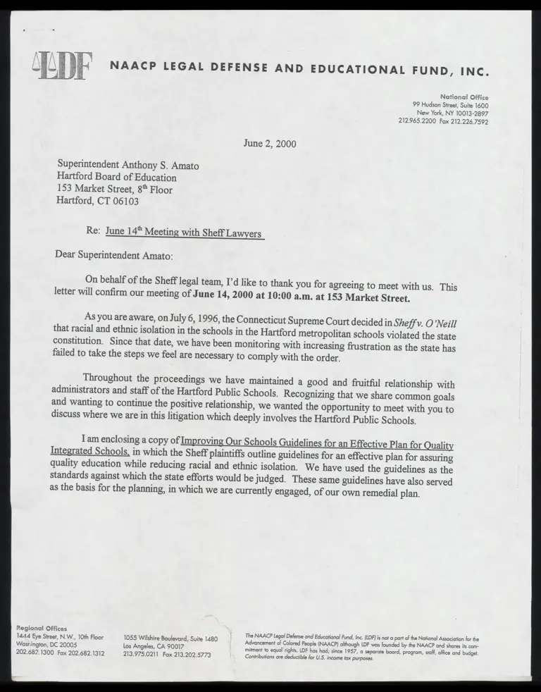 Letter from Counsel to Amato RE: Meeting with Sheff Lawyers preview