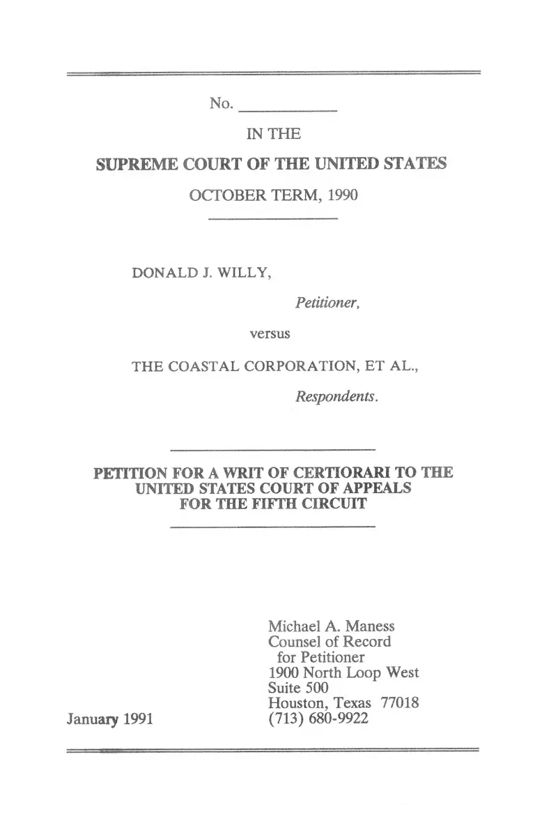 Willy v. The Coastal Corporation Petition for Writ of Certiorari preview
