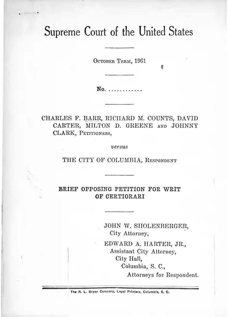 Barr v. Columbia Brief Opposing Petition for Writ of Certiorari preview