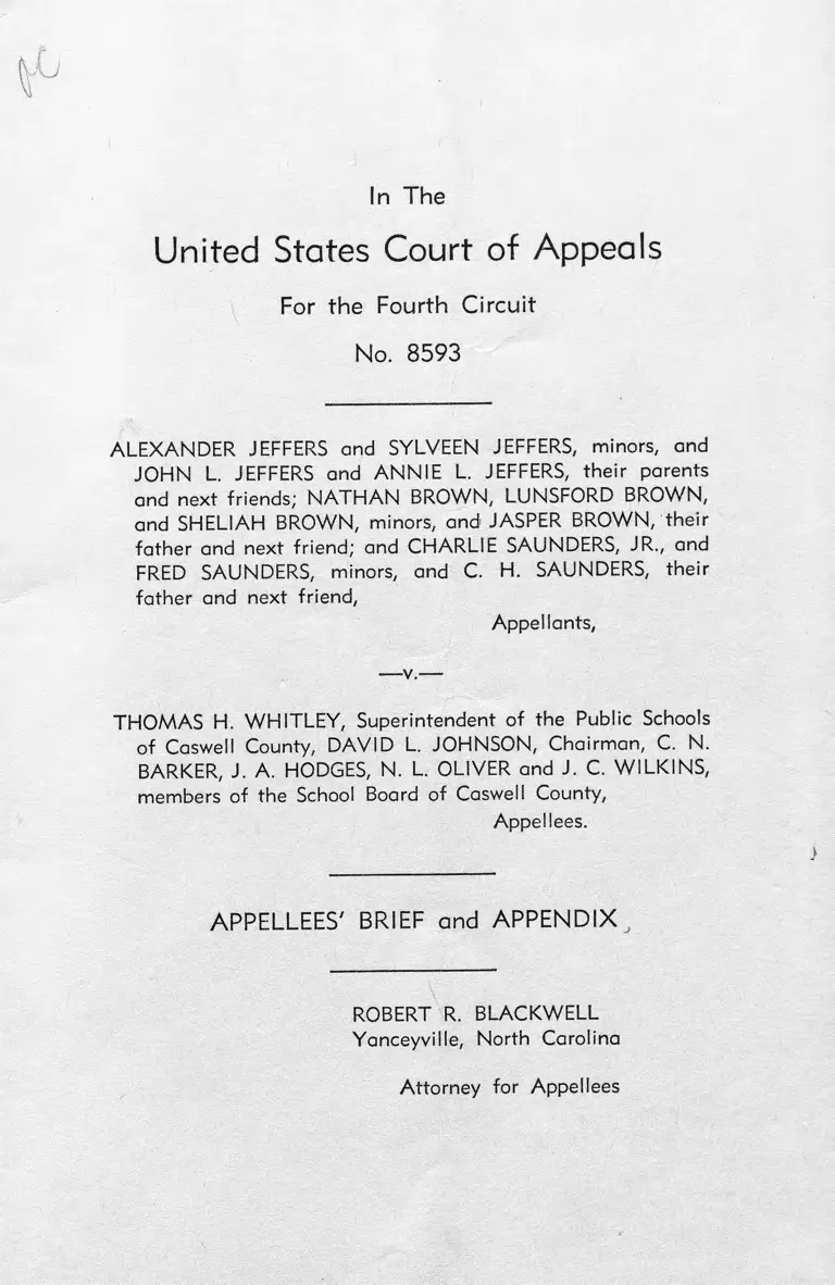 Jeffers v. Whitley Appellees' Brief and Appendix preview