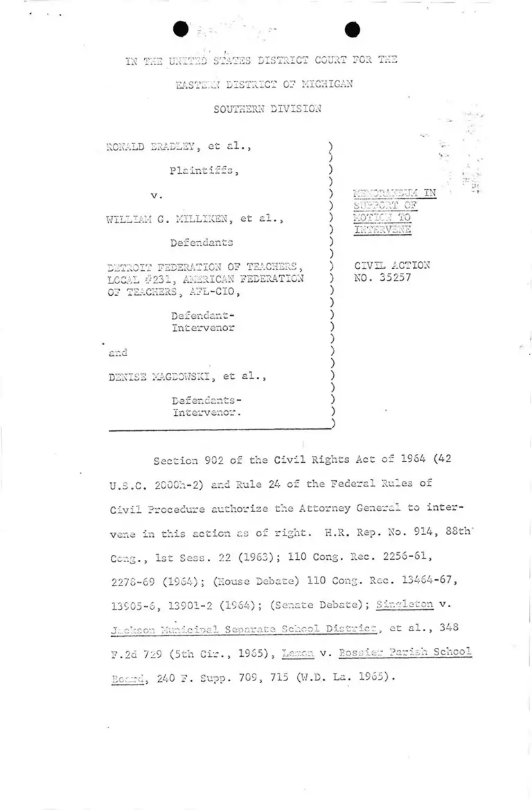 Memorandum in Support of Motion to Intervene preview