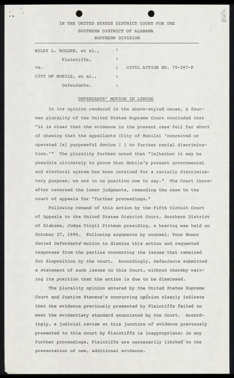 Defendants' Motion in Limine preview