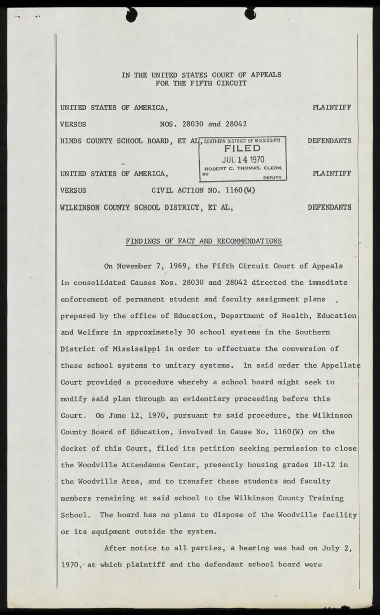 United States v. Wilkinson County Findings of Fact and Recommendations preview