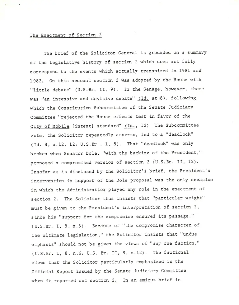 Partial Draft of Brief on The Enactment of Section 2 preview
