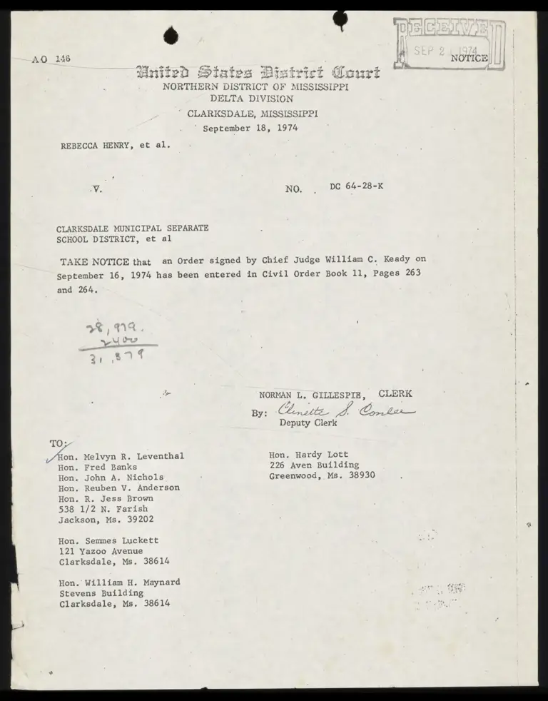 Notice of Signed Order preview