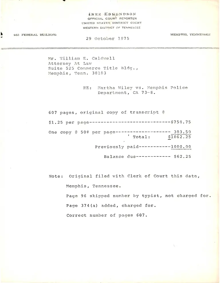 Wiley v. Memphis Police Department Trial Transcript preview