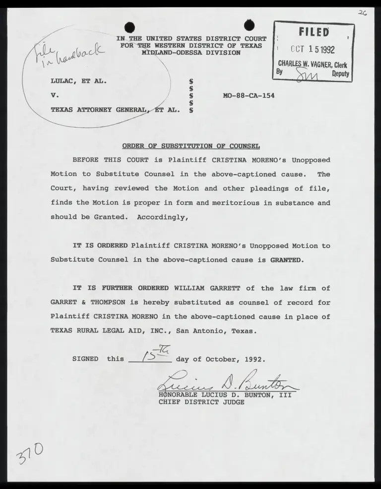 Order of Substitution of Counsel preview