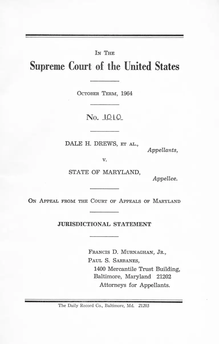Drews v. Maryland Jurisdictional Statement preview