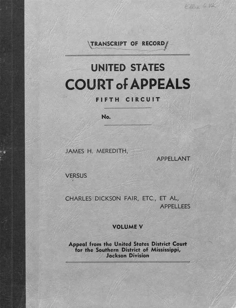 Meredith v. Fair Transcript of Record Vol. V preview