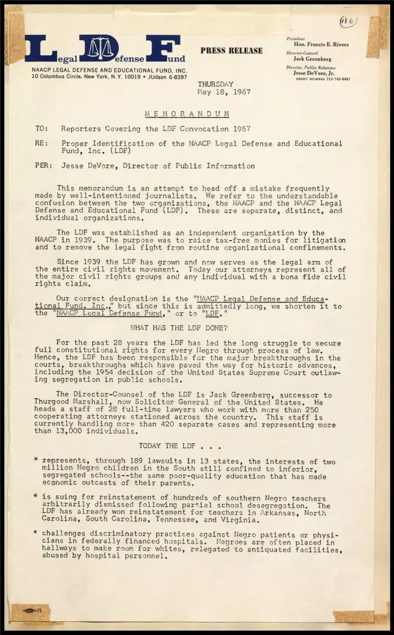 Memorandum on Proper Identification of the LDF preview