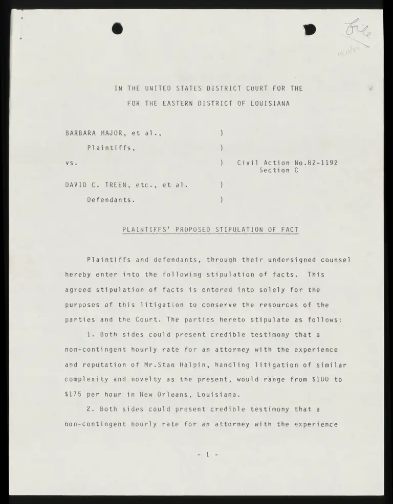 Plaintiffs' Proposed Stipulation of Fact preview